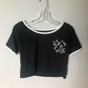 Black/white galaxy detailed crop top